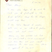 Nancy Storrs Collection - Letter to Nancy from Coach Harry Parker